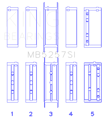 King Engine Bearings MB5257SI0.5 - General Motors 379/V8 Ohv (Size +0.50mm) Main Bearing Set King Engine Bearings MB5257SI0.5 - General Motors 379/V8 Ohv (Size +0.50mm) Main Bearing Set