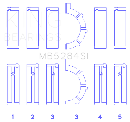 King Engine Bearings MB5284SI0.25 - Chrysler/Jeep 287Ci 4.7L (Size +0.25mm) Main Bearing Set