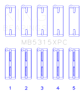 King Engine Bearings MB5315XPC - King Mitsubishi 4G63/4G64 Coated Performance Main Bearing Set - Size STD King Engine Bearings MB5315XPC - King Mitsubishi 4G63/4G64 Coated Performance Main Bearing Set - Size STD