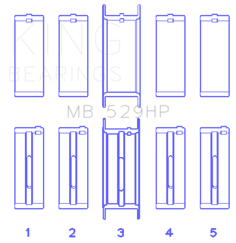 King Engine Bearings MB529HPSTDX - King Ford 302 5.0L Windsor (Size STDX) Main Bearing Set