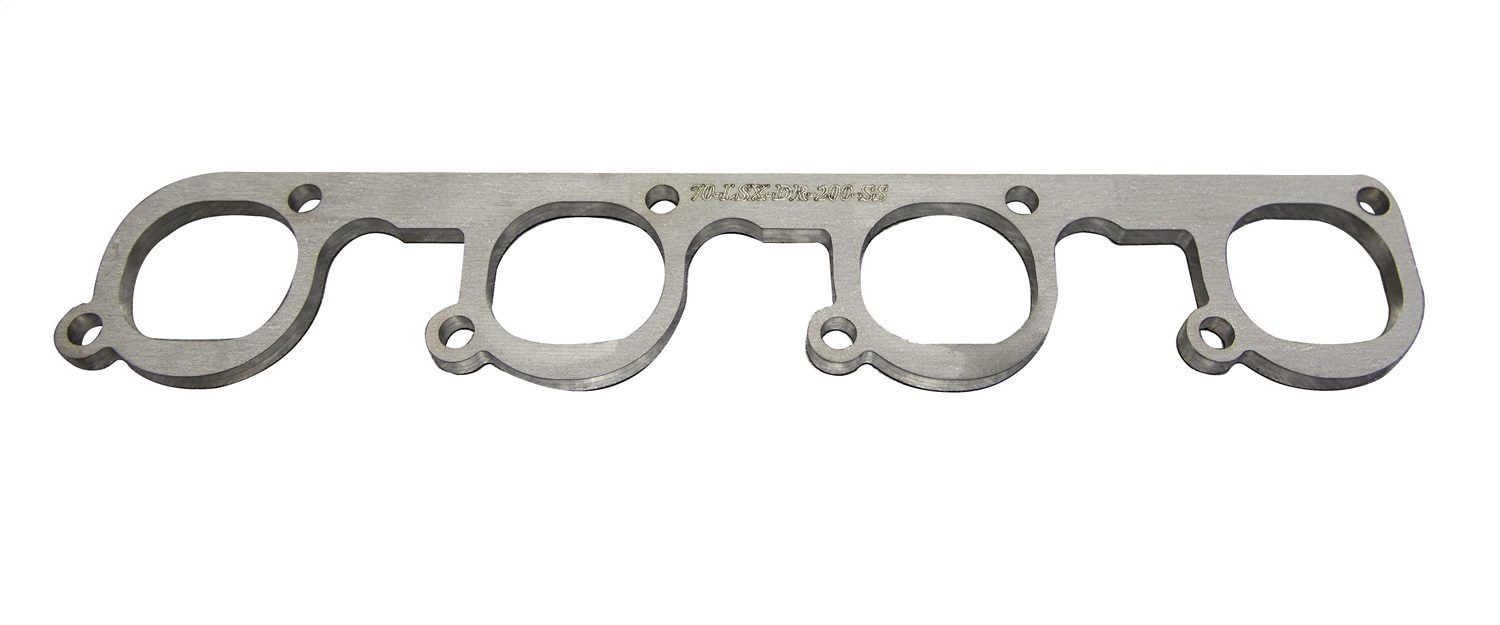 Kooks 70-LSX-DR-200-SS-REV1 - GM LSX DR Header Flange. 3/8" Thick Stainless. D-Shaped Port for 2"