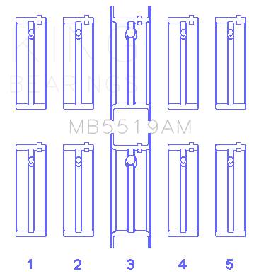King Engine Bearings MB5519AM - King Daewoo/Opel/Vauxhall (Size STD) Main Bearing Set King Engine Bearings MB5519AM - King Daewoo/Opel/Vauxhall (Size STD) Main Bearing Set