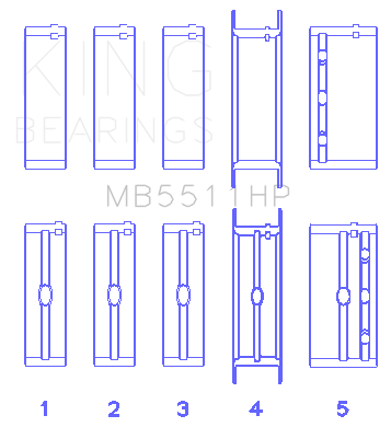 King Engine Bearings MB5511HP - King GM 326/350/389/400 w/ 3in Main (Size STD) Main Bearing Set