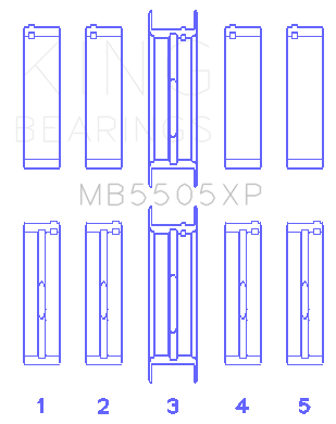 King Engine Bearings MB5505XP 001 - MAIN BEARING SET For FORD V8 351CI 5.8L, 400CI 6.6L 16V