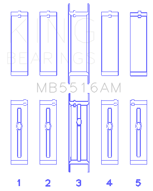 King Engine Bearings MB5516AM 020 - MAIN BEARING SET For JEEP 350CI 5.7L