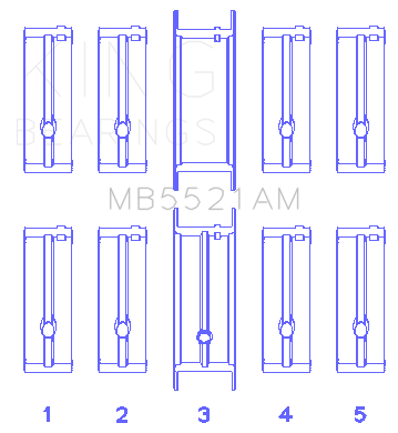 King Engine Bearings MB5521AM0.5 - Chrysler 2.2 (Size +0.50mm) Main Bearing Set