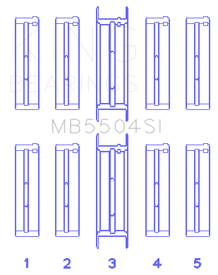 King Engine Bearings MB5504SI 030 - MAIN BEARING SET For FORD V8 351CI 5.8L, 400CI 6.6L 16V