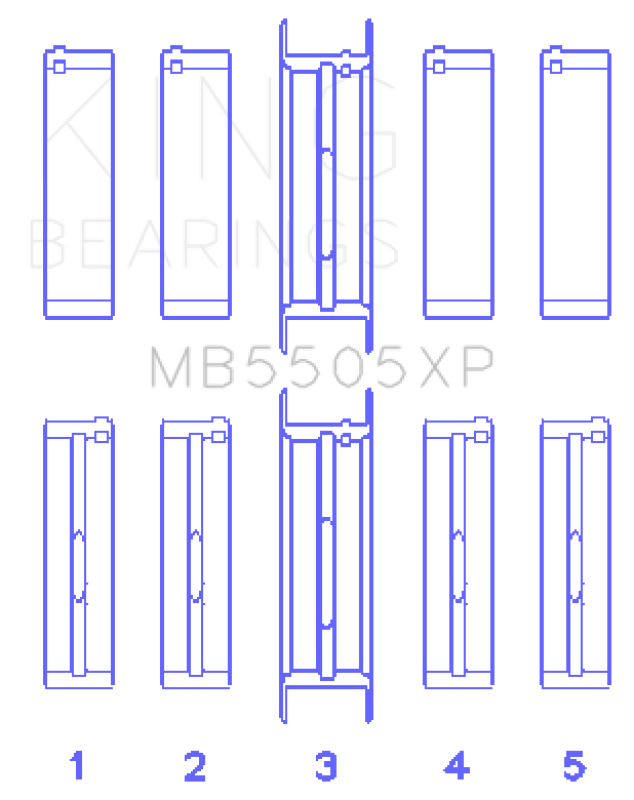 King Engine Bearings MB5505XPSTDX - King Ford V8 351ci 5.8L / 400ci 6.6L 16V (Size STDX Oversized) Main Bearing Set