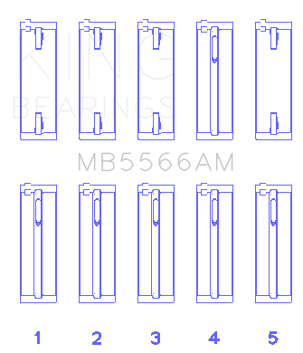 King Engine Bearings MB5566AM0.25 - King Audi A4 1.8L AEB (Size +.25 Oversized) Main Bearing Set King Engine Bearings MB5566AM0.25 - King Audi A4 1.8L AEB (Size +.25 Oversized) Main Bearing Set