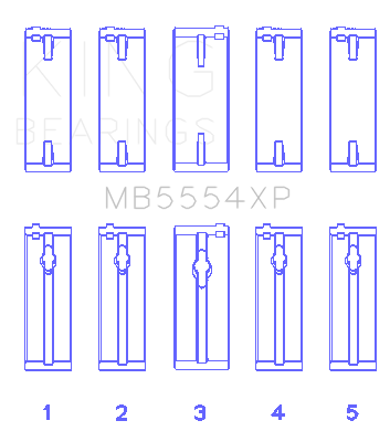 King Engine Bearings MB5554XP - King Toyota 3SGTE Performance Main Bearing Set - Size STD