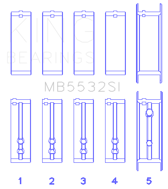 King Engine Bearings MB5532SI 020 - MAIN BEARING SET For CHEVROLET 151, 153