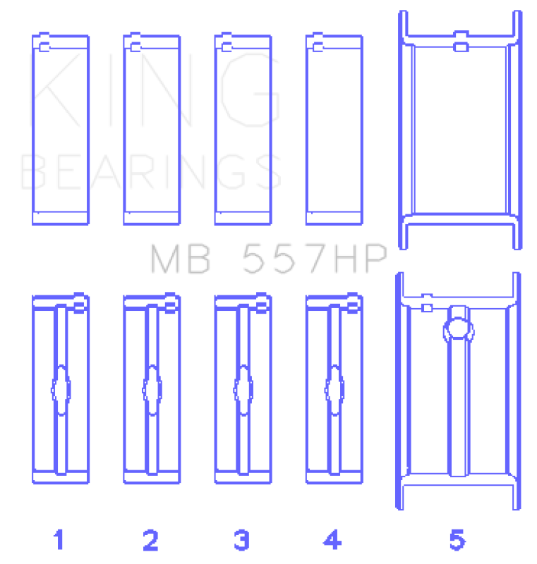 King Engine Bearings MB557HP - King Small Block Chevy BI-Metal Main Bearing Set