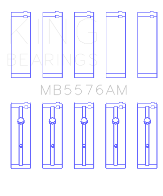 King Engine Bearings MB5576AM1.0 - Ford J4B/J4C (Size +1.0mm) Main Bearing Set