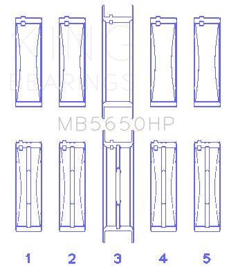 King Engine Bearings MB5650HP 010 - MAIN BEARING SET For FORD 370, 429, 460 16V OHV