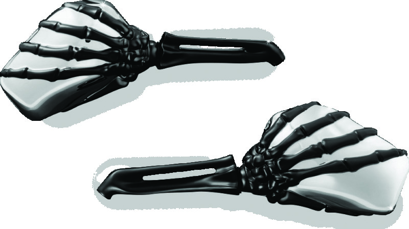 Kuryakyn 1764 - Skeleton Hand Mirrors Black/Chrome