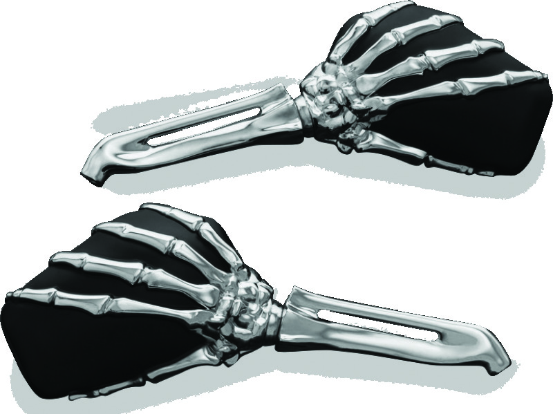 Kuryakyn 1759 - Skeleton Hand Mirrors Chrome/Black