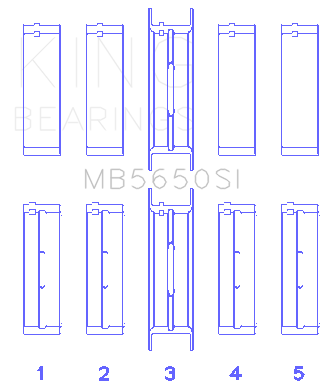 King Engine Bearings MB5650SI 001 - MAIN BEARING SET For FORD 370, 429, 460 16V OHV