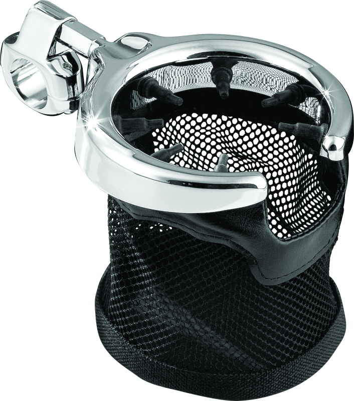 Kuryakyn 1422 - Mesh Basket Universal Drink Holder 1in Clamp Chrome