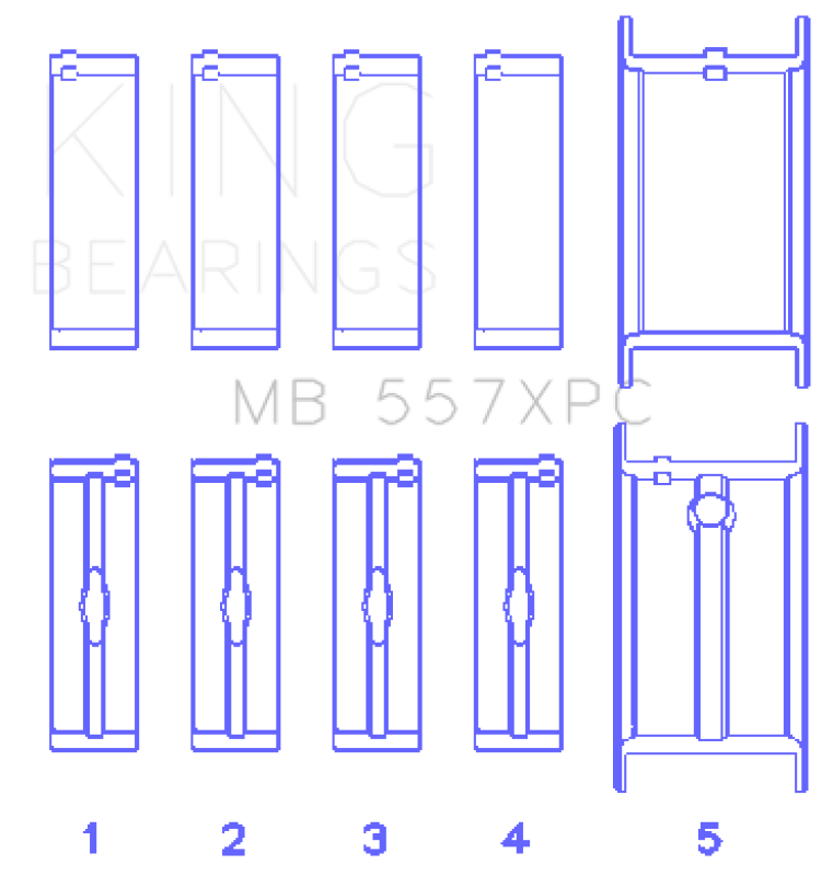 King Engine Bearings MB557XPCSTDX - King General Motors 262/ 267/ 302/ 307/ 327/ 350 (Size STDX) pMaxBlack Coated Main Bearing Set
