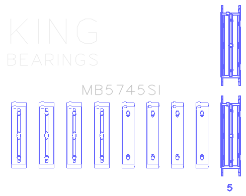 King Engine Bearings MB5745SI0.25 - King Subaru FA/FB (Size 0.25 Oversized) Main Bearing Set