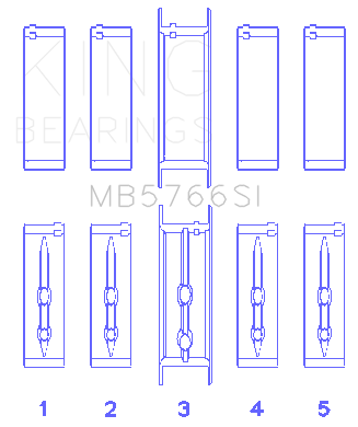 King Engine Bearings MB5766SI - King GM LS1/2/4/6 (Housing Bore +.010) (Size STD) Main Bearing Set