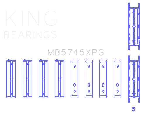 King Engine Bearings MB5745XPG0.5 - MAIN BEARING SET For SUBARU FA20, TOYOTA 4U-GSE