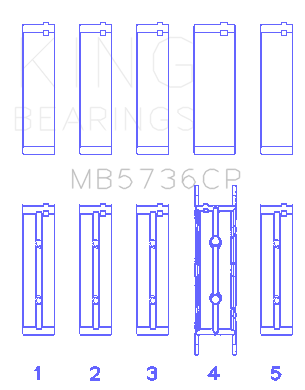 King Engine Bearings MB5736CP.026 - King Ford Powerstroke 6.0L/6.4L Diesel (Size +0.026mm) Crankshaft Main Bearing Set