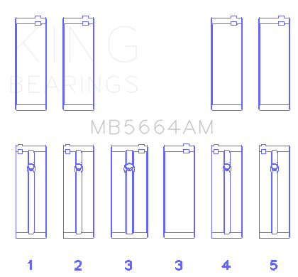 King Engine Bearings MB5664AM0.75 - King Nissan QR25DE DOHC 16 Valves (Size +0.75) Main Bearing Set