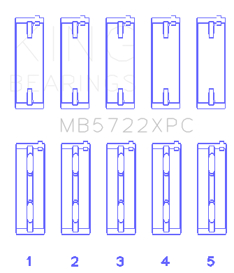 King Engine Bearings MB5722XPC STDX - MAIN BEARING SET For MITSUBISHI 4B11T EVO X, 2007-> King Engine Bearings MB5722XPC STDX - MAIN BEARING SET For MITSUBISHI 4B11T EVO X, 2007->