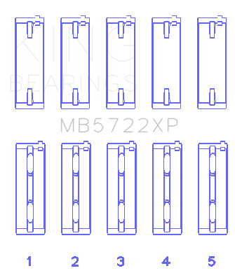 King Engine Bearings MB5722XP STDX - MAIN BEARING SET For MITSUBISHI 4B11T EVO X, 2007->
