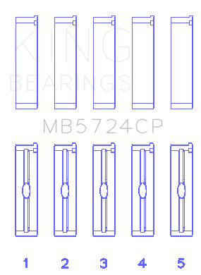 King Engine Bearings MB5724CP0.5 - General Motors Duramax Diesel (Size +0.50mm) Main Bearing Set
