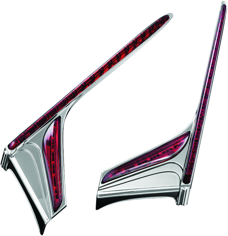 Kuryakyn 3237 - L.E.D. Vertical Rear Light Strips 12-17 GL1800 Chrome Red Lens