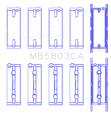 King Engine Bearings MB5803CA0.5 - King BMW S65B40A (Size +0.5mm) Crankshaft Main Bearing ( Set of 5 )