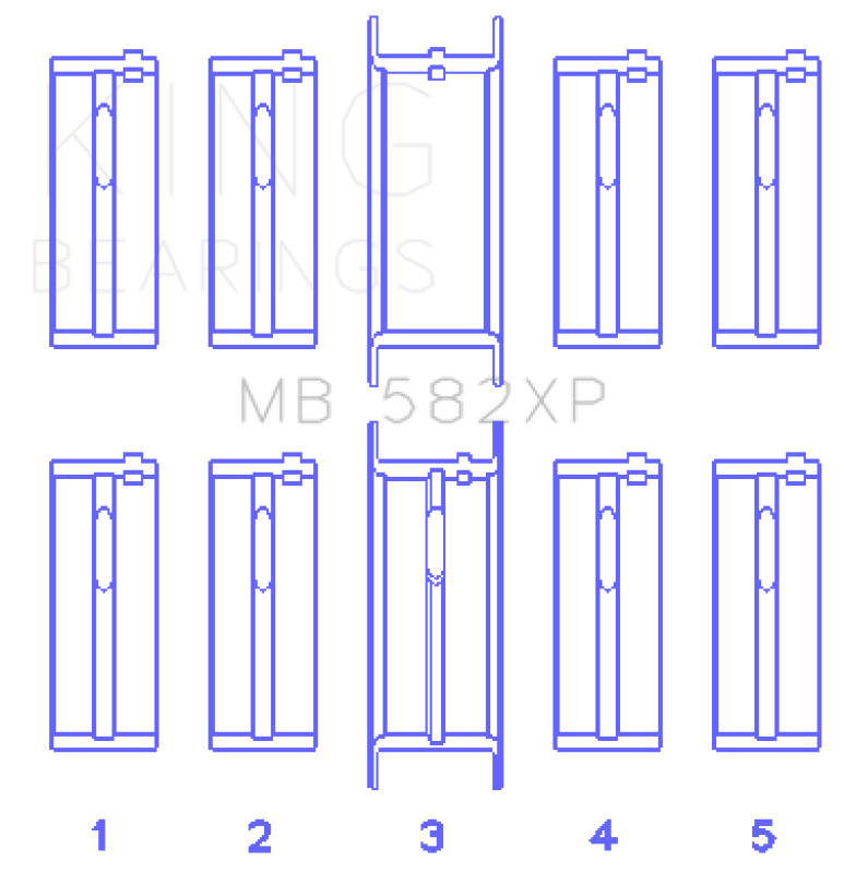 King Engine Bearings MB582XP - King Ford 2.0L/2.3L 8V (Size STD) Performance Main Bearing Set