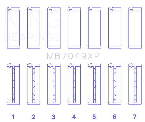 King Engine Bearings MB7049XP.026 - King Toyota 1FZFE (Size .025 Oversized) Performance Main Bearing Set King Engine Bearings MB7049XP.026 - King Toyota 1FZFE (Size .025 Oversized) Performance Main Bearing Set