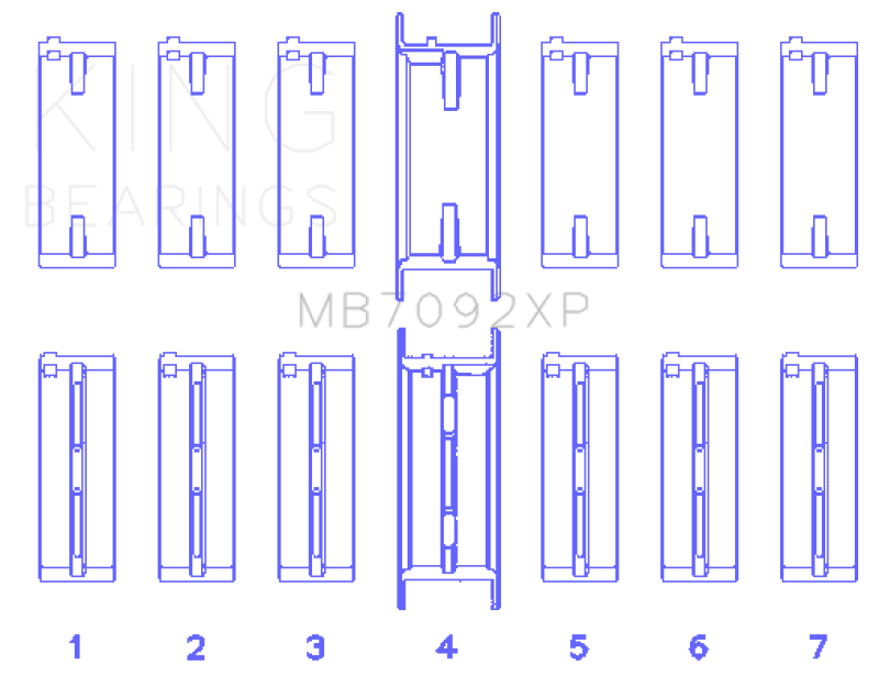 King Engine Bearings MB7092XPSTDX - King Nissan RB26DETT Performance Main Bearing Set - Size STDX