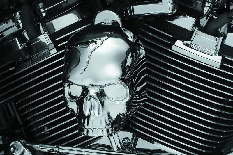 Kuryakyn 5730 - Skull Horn Cover 17-Up With Waterfall Style Horn Chrome