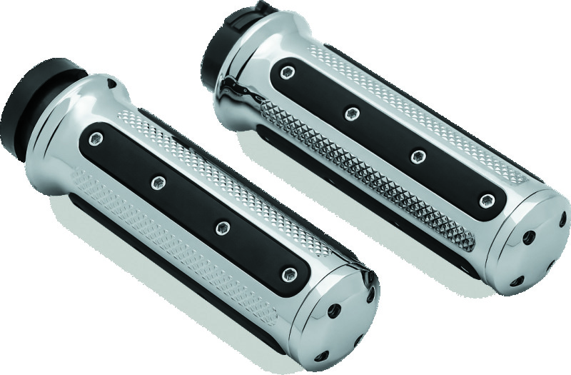 Kuryakyn 6120 - Heavy Industry Grips Dual Cable Chrome