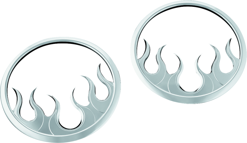 Kuryakyn 7374 - Flame Speaker Grills For 14-Up Touring Models Chrome