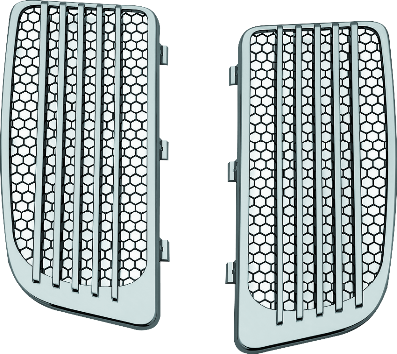 Kuryakyn 7681 - Radiator Grills For Twin Cooled Models Chrome & Black (Pair) Kuryakyn 7681 - Radiator Grills For Twin Cooled Models Chrome & Black (Pair)
