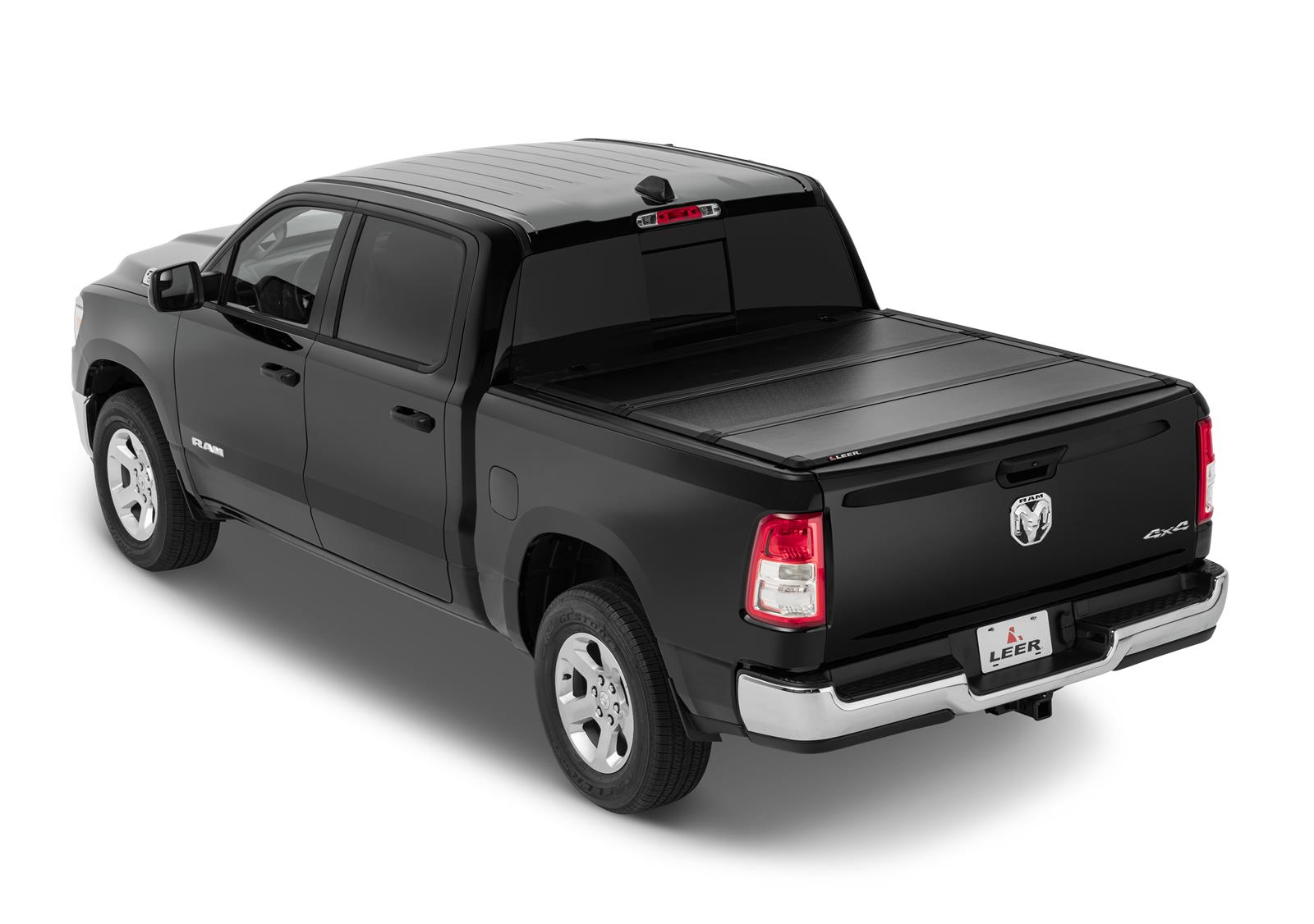 Leer 631137 - 19-25 Ram 3 Panel Hard Folding Tonneau Cover Truck Bed Topper 6 Foot 4 Inch Heavy Duty Without Rambox Black