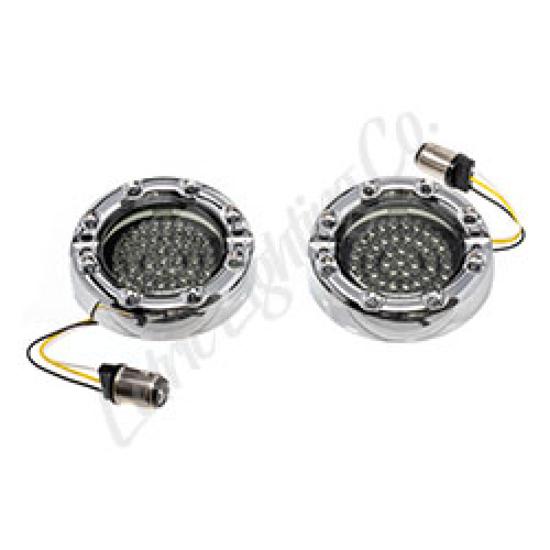 Letric Lighting LLC-FLHC-7WAS - 99-03 Premium Halo Chrome Switchbacks Running Light w/ Amber Turn Signals (1157)