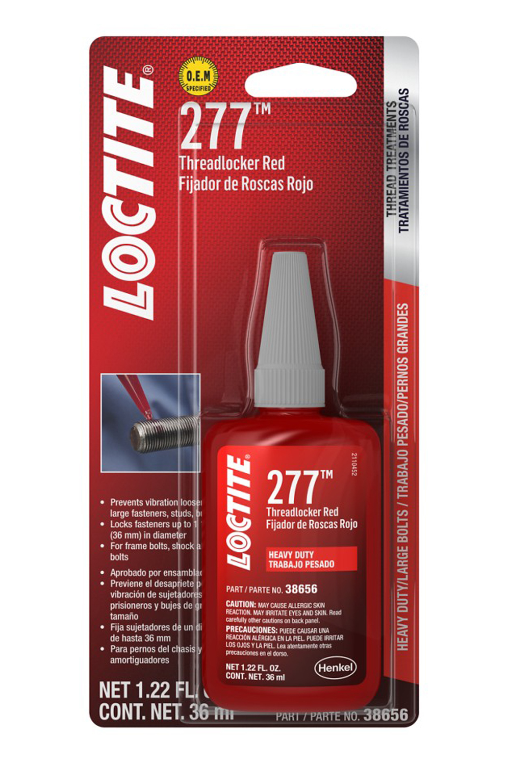 Loctite 555353 - Threadlocker 277 HD Red Big Bolts 36ml/1.22oz