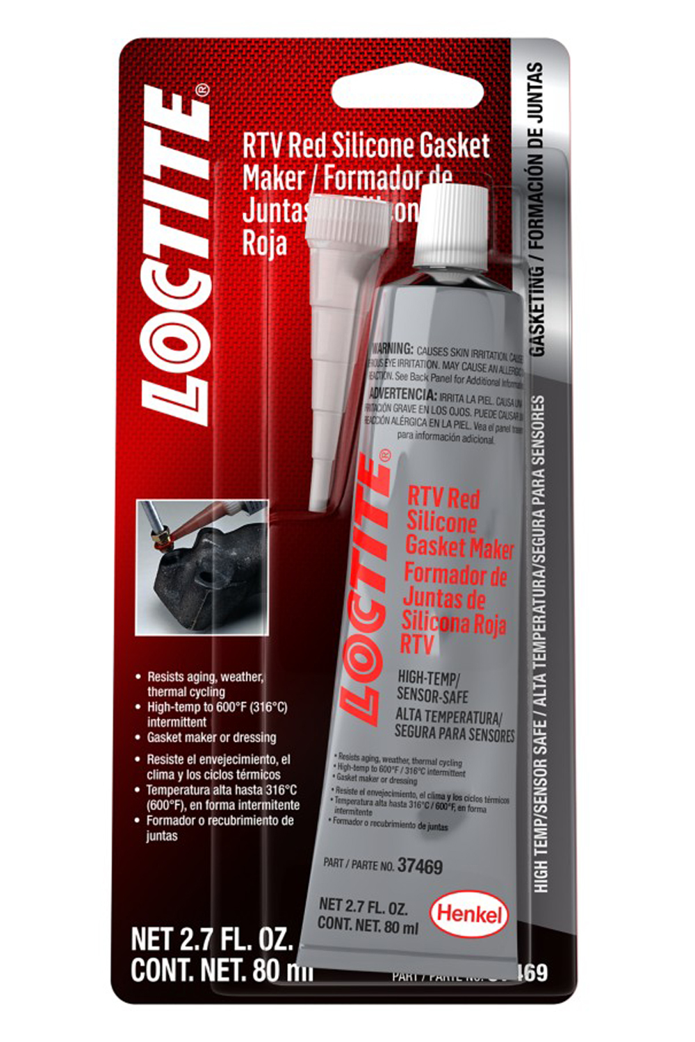 Loctite 492001 - RTV Red Silicone Sensor Safe 80ml/2.7oz