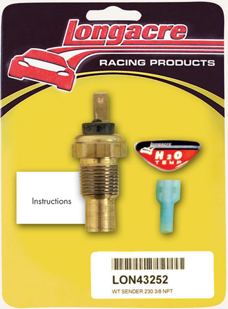 Longacre 52-43252 - Water Temp Sender 3/8in. NPT 230 Deg