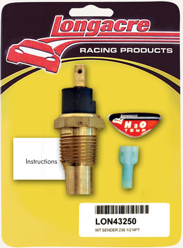 Longacre 52-43250 - Water Temp Sender 1/2in. NPT 230 Deg