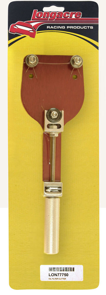 Longacre 52-77750 - Oil Filter Cutter - 2.375 to 4.75 in Filters - 1-Piece Design - Aluminum - Red Anodized - Each