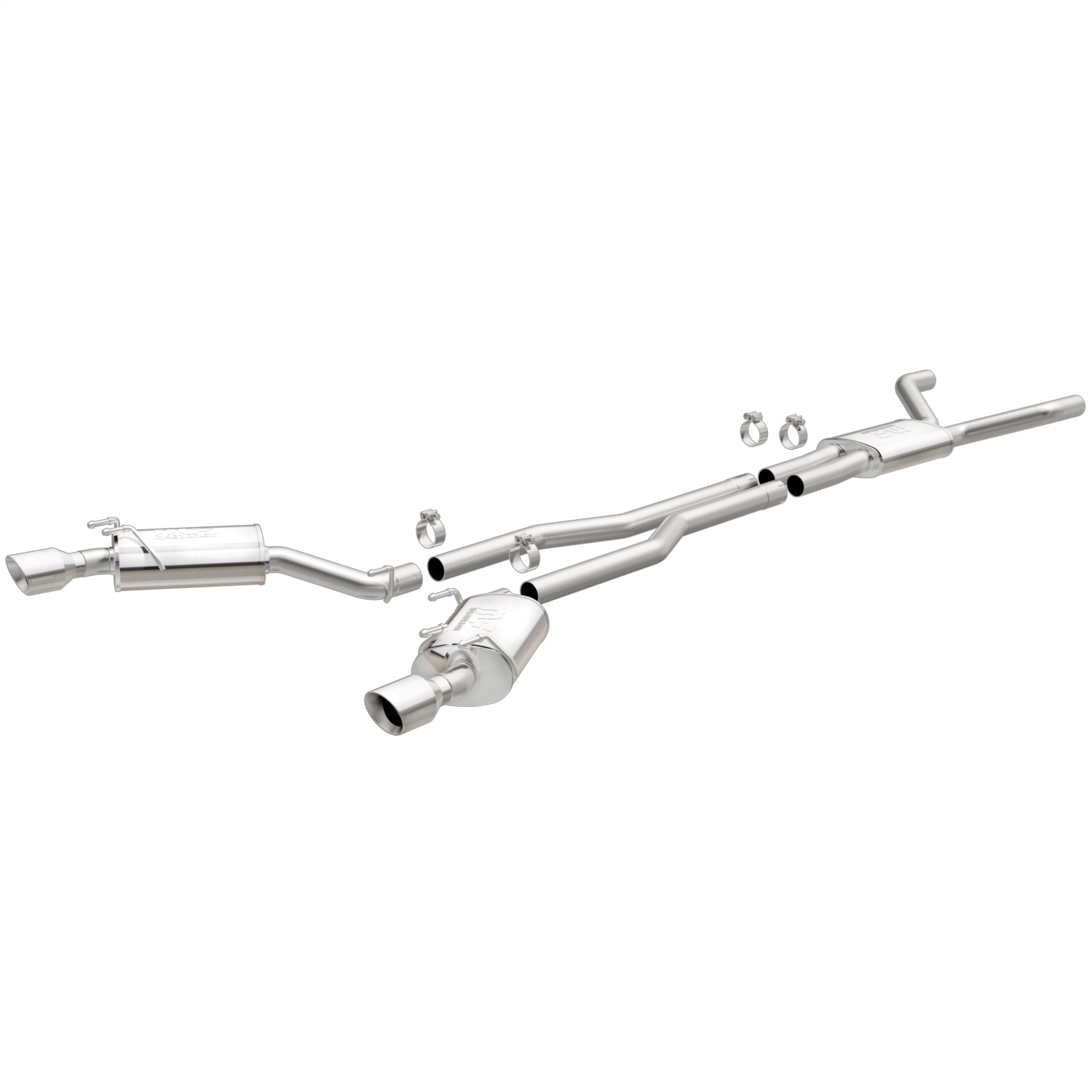 Magnaflow 15353 - Cat-Back Stainless Dual Split Rear Exit 4in Polished Tips 11-15 Chevy Camaro 3.6L V6