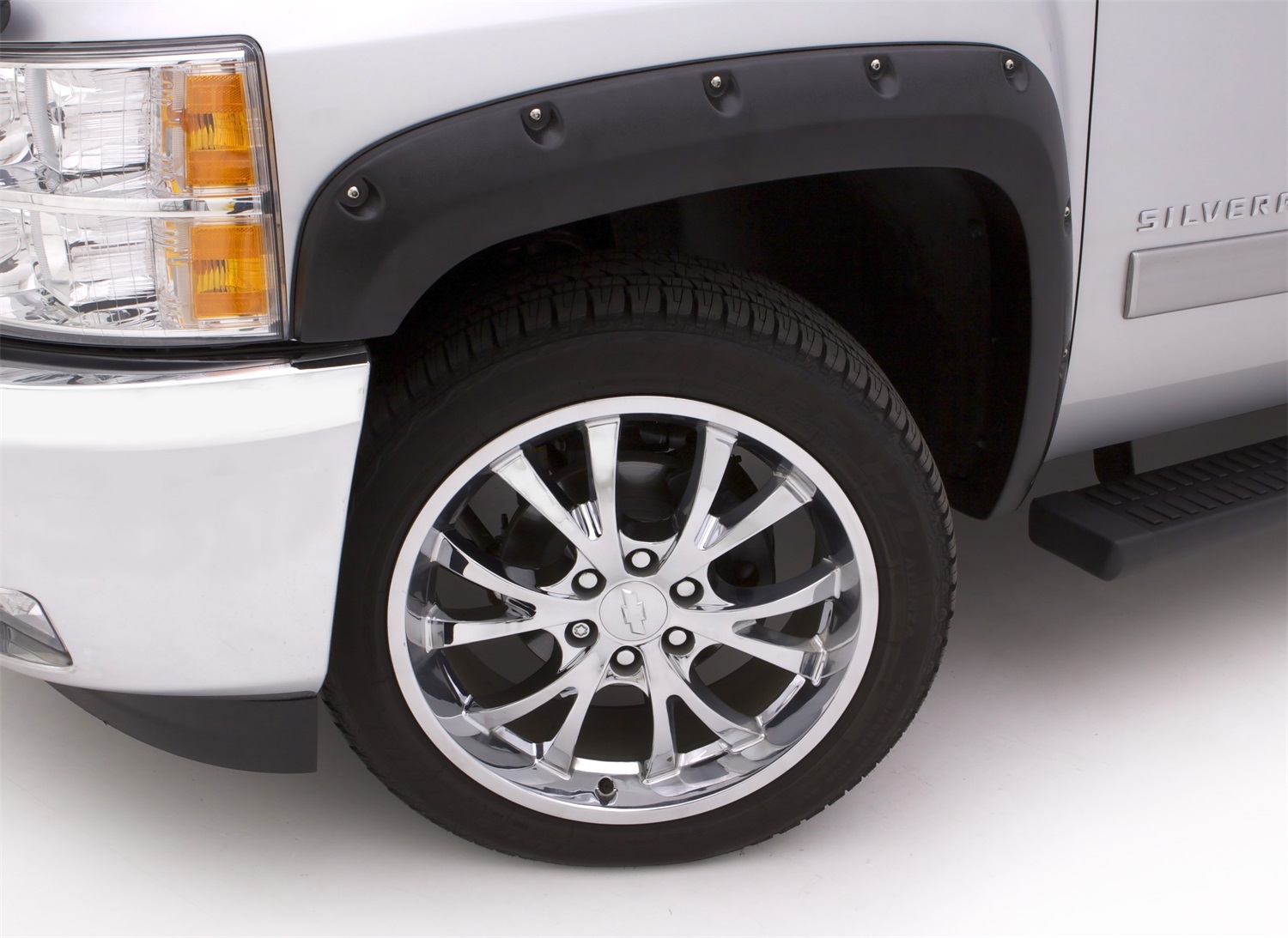 Lund RX130SA - 19-22 GM Silverado RX-Rivet Smooth Elite Series Fender Flares w/Black Bolts - Black 2pc Front