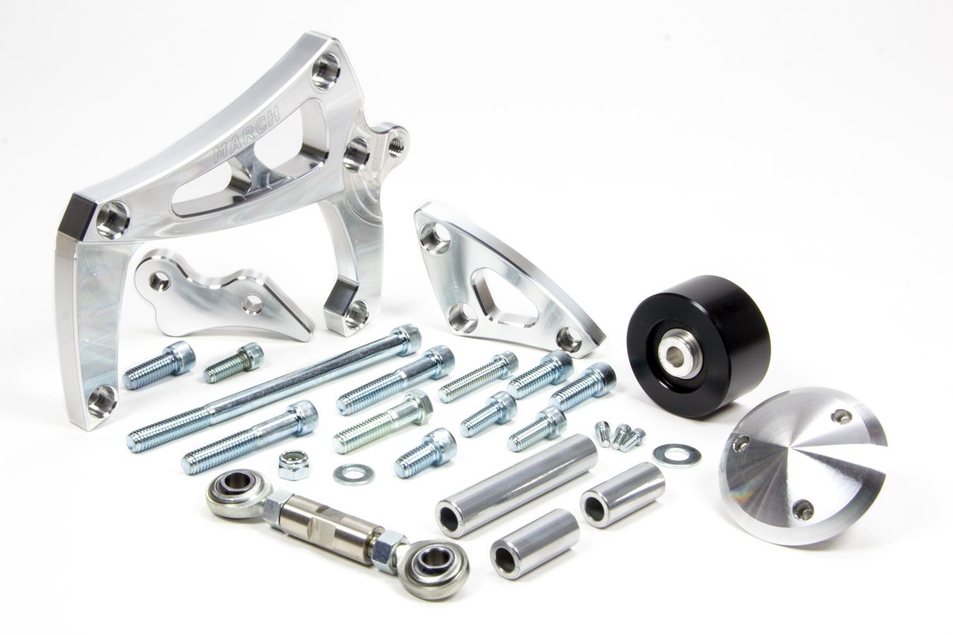 March Performance 20188 - ALT-A/C Bracket SBC LWP Mid Mount clear powder c